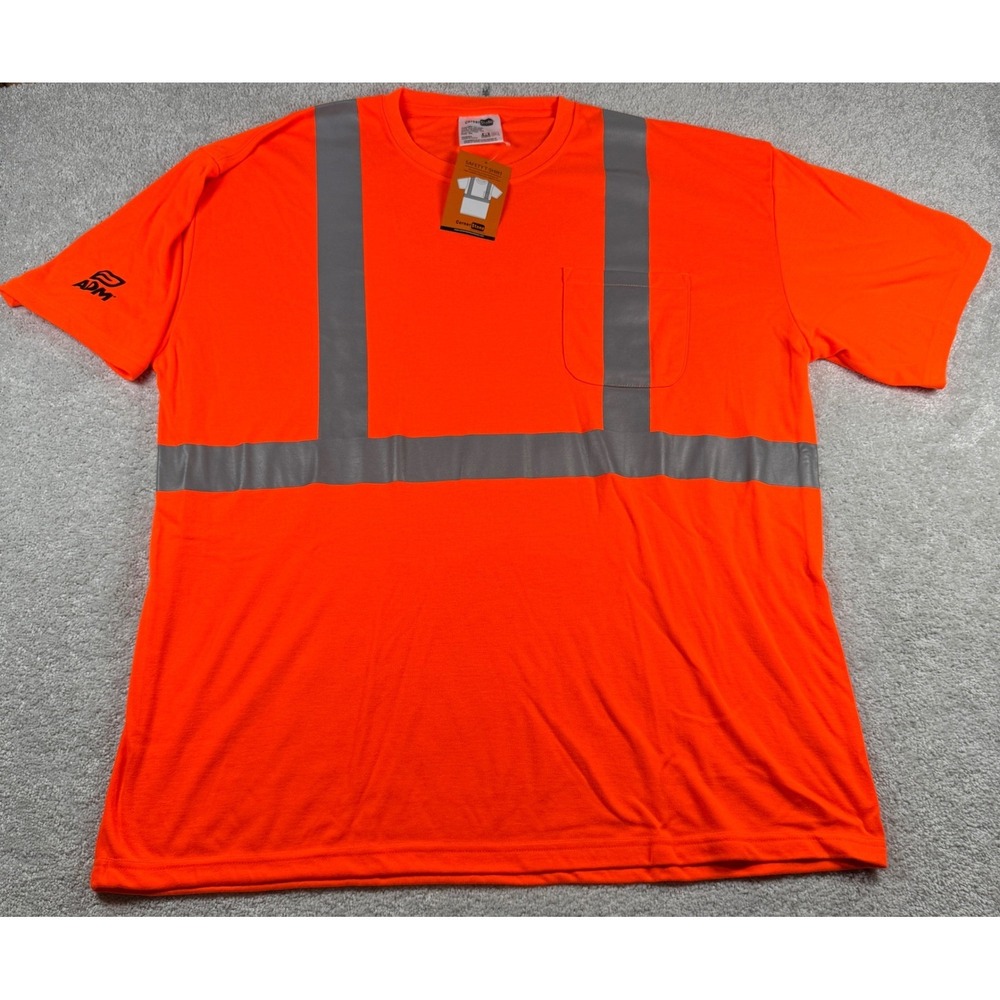 ADM CornerStone Safety 3XL T-Shirt Men Orange Hi-Vis Reflective Pocket Tee XXXL